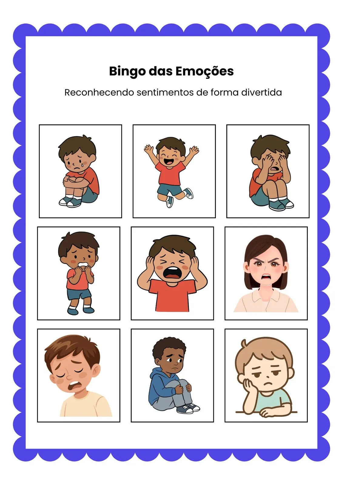 Bingo das Emoções para Imprimir (PDF Gratuito) | Educação Infantil — Bingo das emoções educação infantil