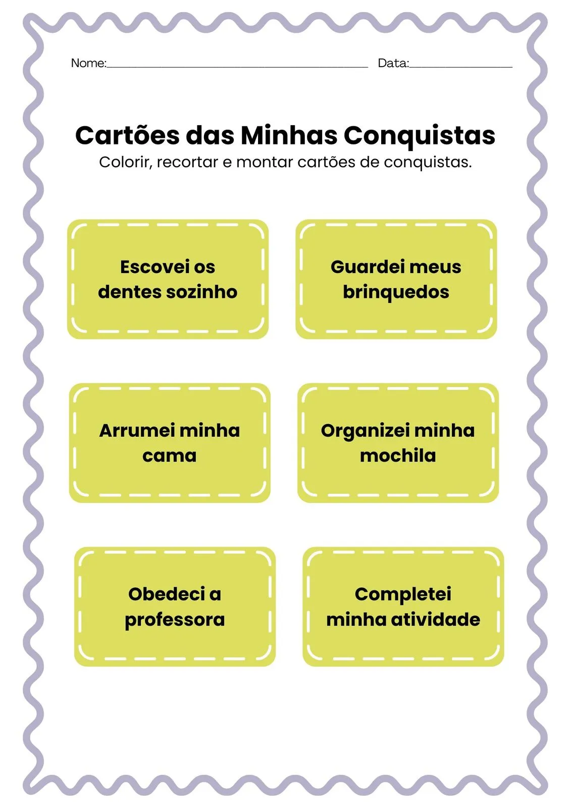 Cartões das Minhas Conquistas para Imprimir (PDF Gratuito) | Educação Infantil — Cartões das Minhas Conquistas