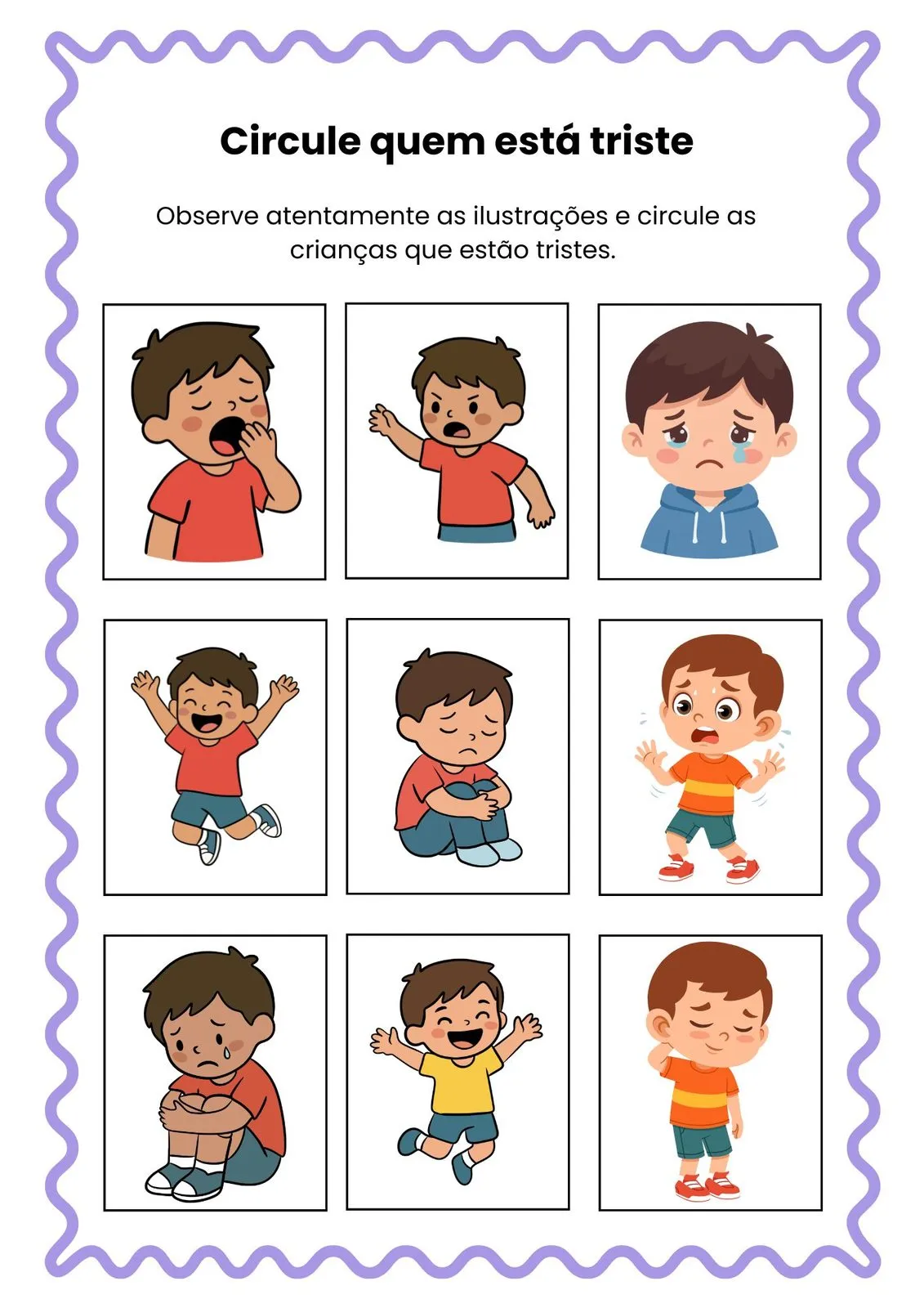 Circule Quem Está Triste para Imprimir (PDF Gratuito) | Educação Infantil — Circule quem está triste