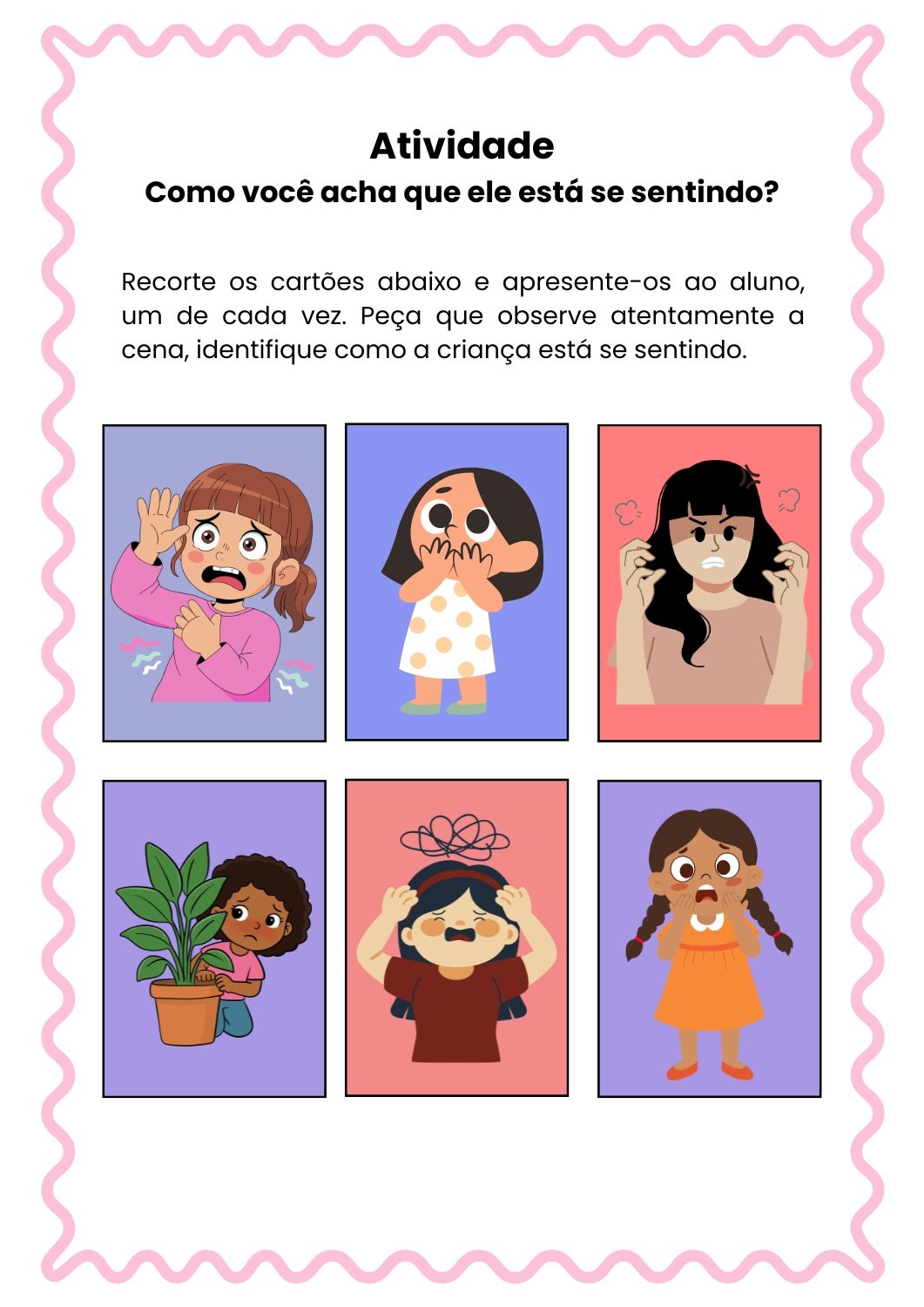 Cartões de emoções para imprimir
