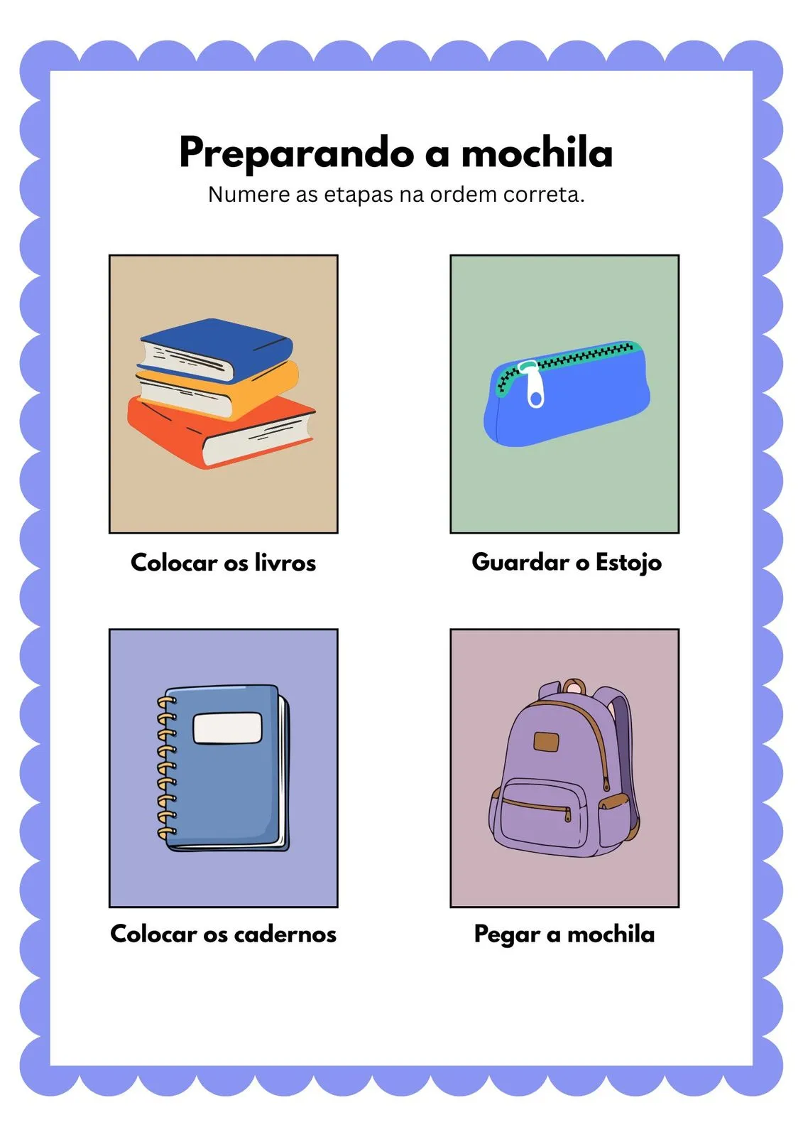 Complete a Sequência para Imprimir (PDF Gratuito) | Sequência Lógica Educação Infantil — Atividade de rotina para imprimir