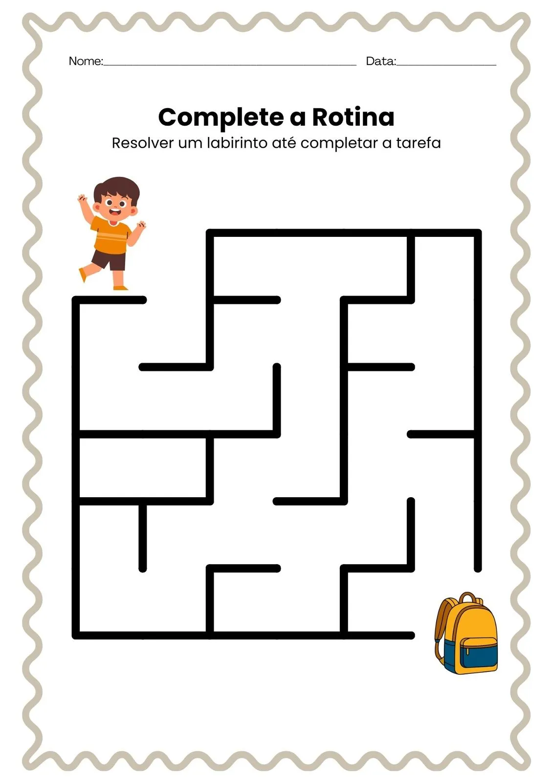 Complete o Caminho da Rotina para Imprimir (PDF Gratuito) | Labirintos Educação Infantil — Complete o Caminho da Rotina