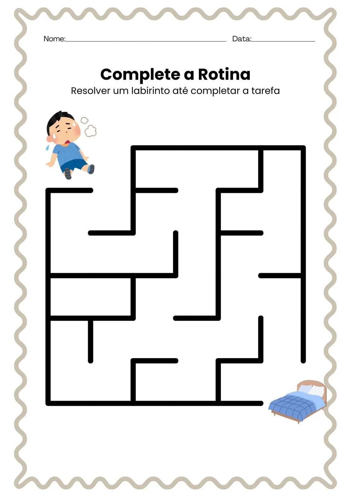 Complete o Caminho da Rotina para Imprimir (PDF Gratuito) | Labirintos Educação Infantil — Labirintos educativos para imprimir