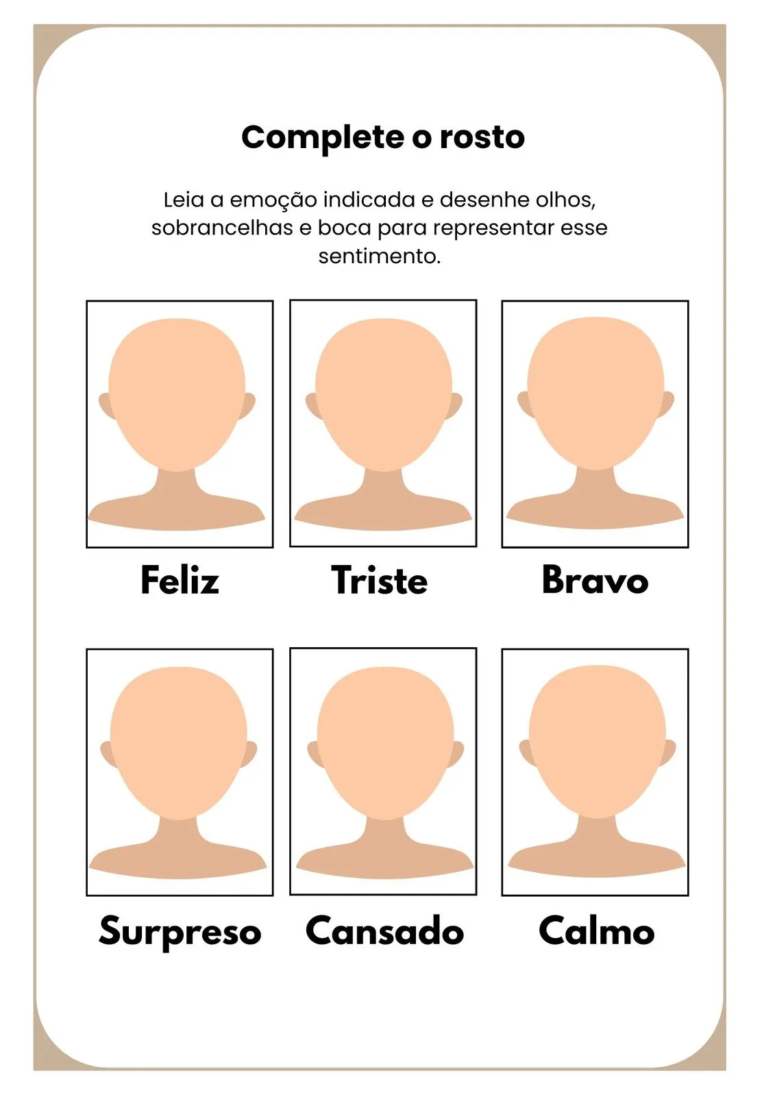 Complete o Rosto Desenhando a Emoção para Imprimir (PDF Gratuito) | Educação Infantil — 11 Complete O Rosto Desenhando A Emocao 01