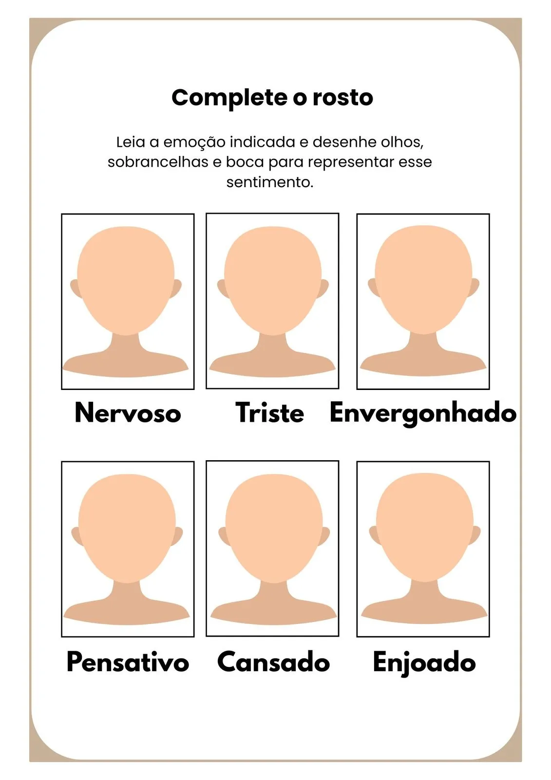 Complete o Rosto Desenhando a Emoção para Imprimir (PDF Gratuito) | Educação Infantil — 11 Complete O Rosto Desenhando A Emocao 02
