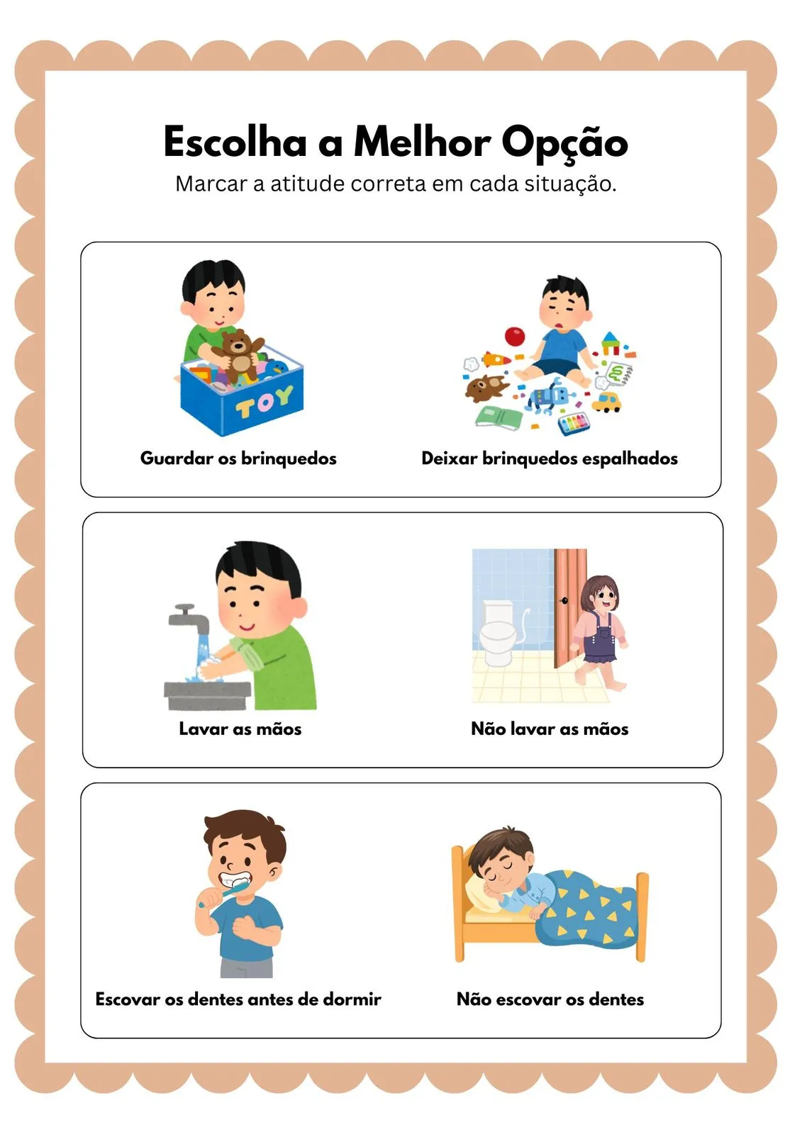 Escolha a Melhor Opção para Imprimir (PDF Gratuito) | Educação Infantil — Escolha a melhor opção