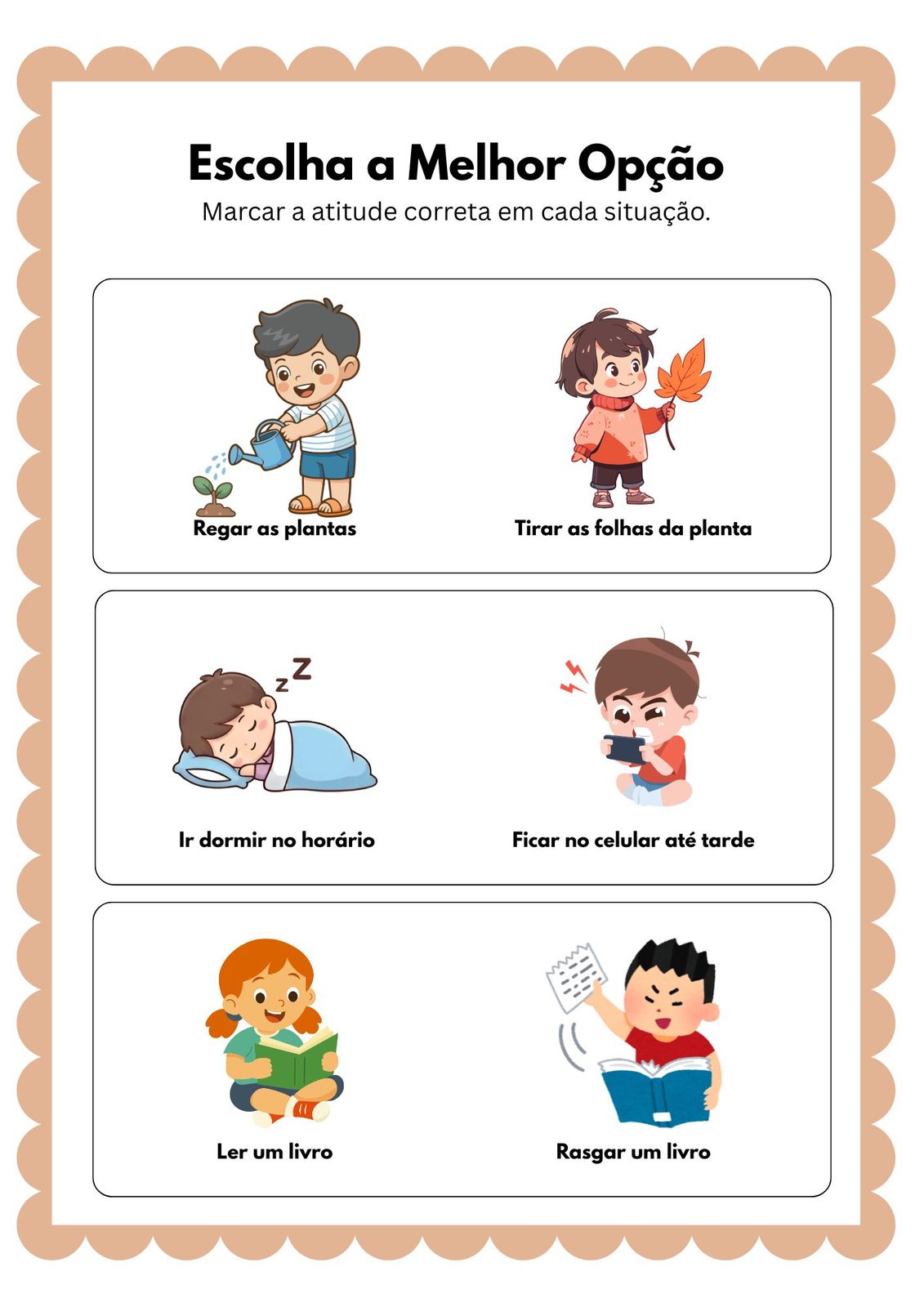 Atitudes corretas para crianças