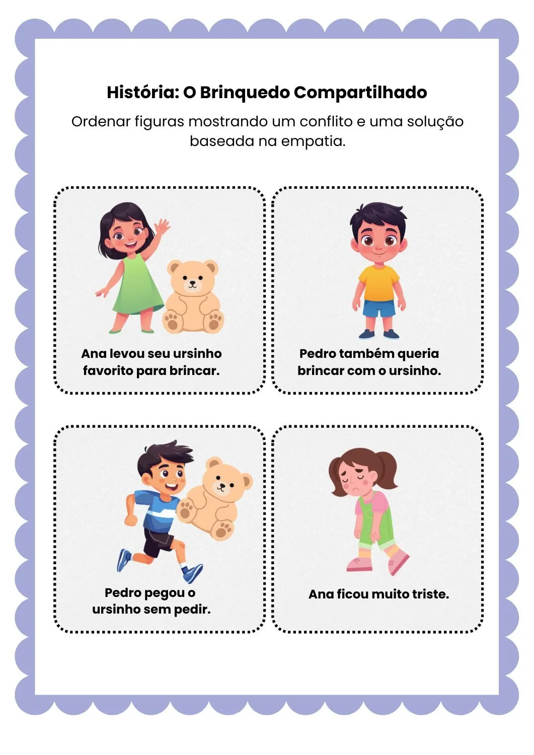 Histórias em Sequência para Imprimir (PDF Gratuito) | Empatia e Resolução de Conflitos — Historia Em Sequencia 01