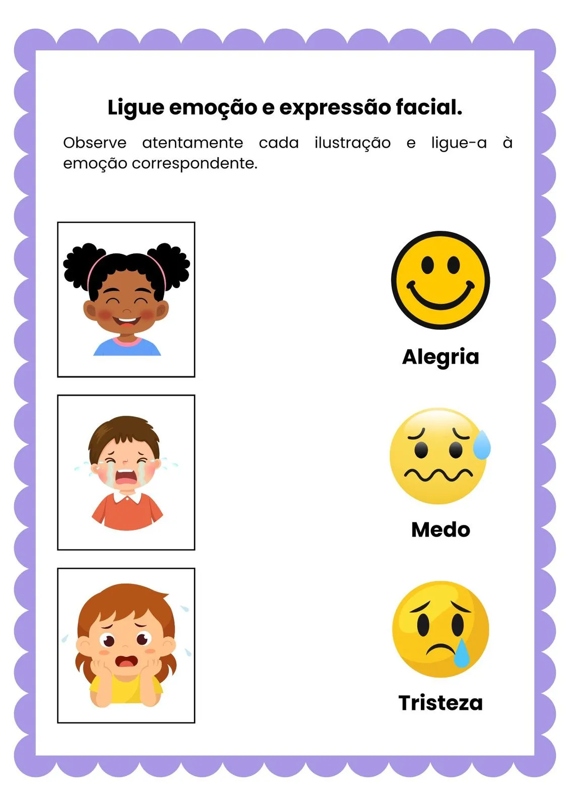 Ligue a Emoção à Expressão Facial para Imprimir (PDF Gratuito) | Educação Infantil — 8 Ligue Emocao A Expressao Facial 01