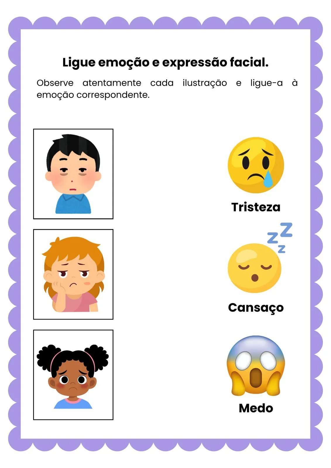 Ligue a Emoção à Expressão Facial para Imprimir (PDF Gratuito) | Educação Infantil — 8 Ligue Emocao A Expressao Facial 03