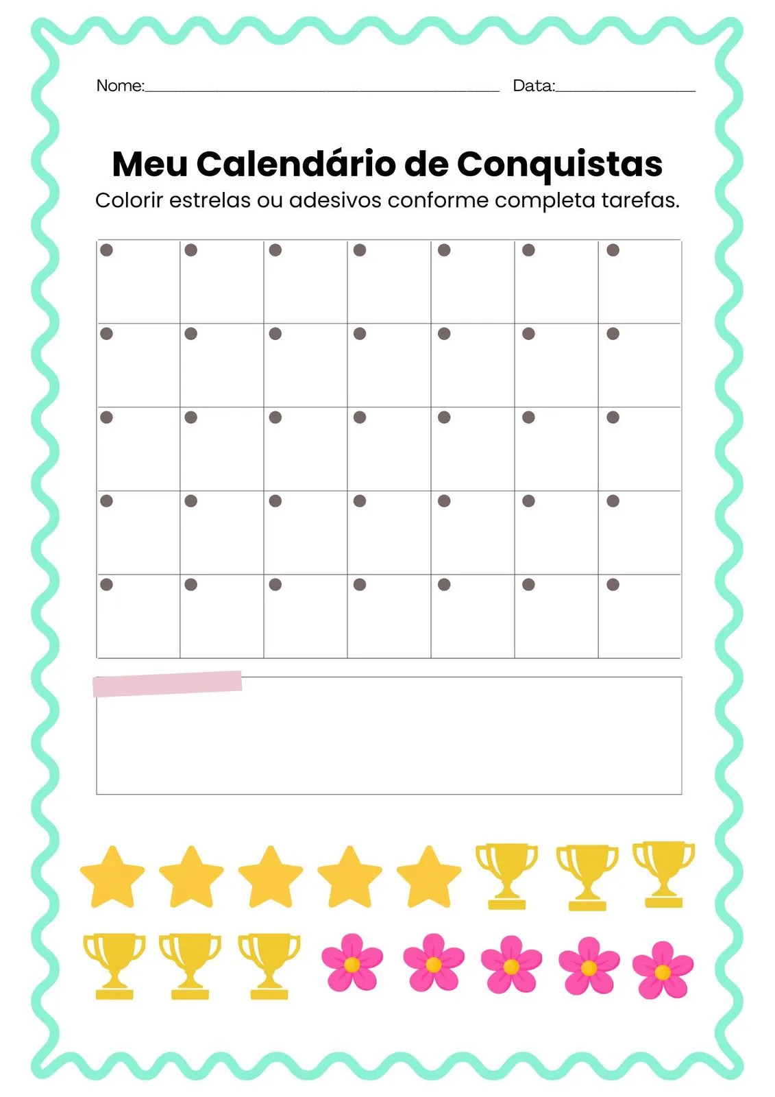 Meu Calendário de Conquistas para Imprimir (PDF Gratuito) | Educação Infantil — Meu Calendário de Conquistas