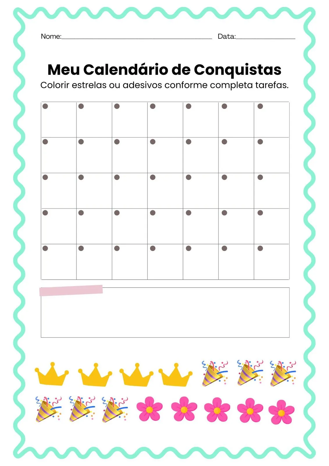 Meu Calendário de Conquistas para Imprimir (PDF Gratuito) | Educação Infantil — Calendário infantil de conquistas