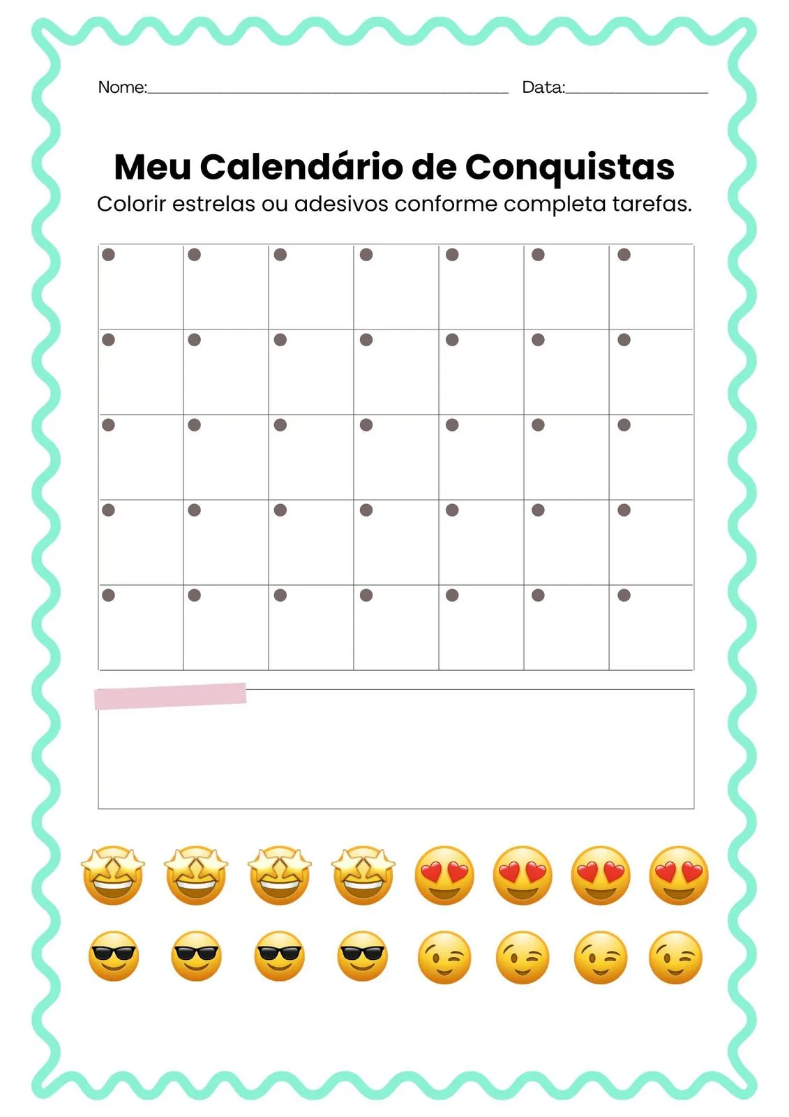 Meu Calendário de Conquistas para Imprimir (PDF Gratuito) | Educação Infantil — Atividade de autonomia para imprimir