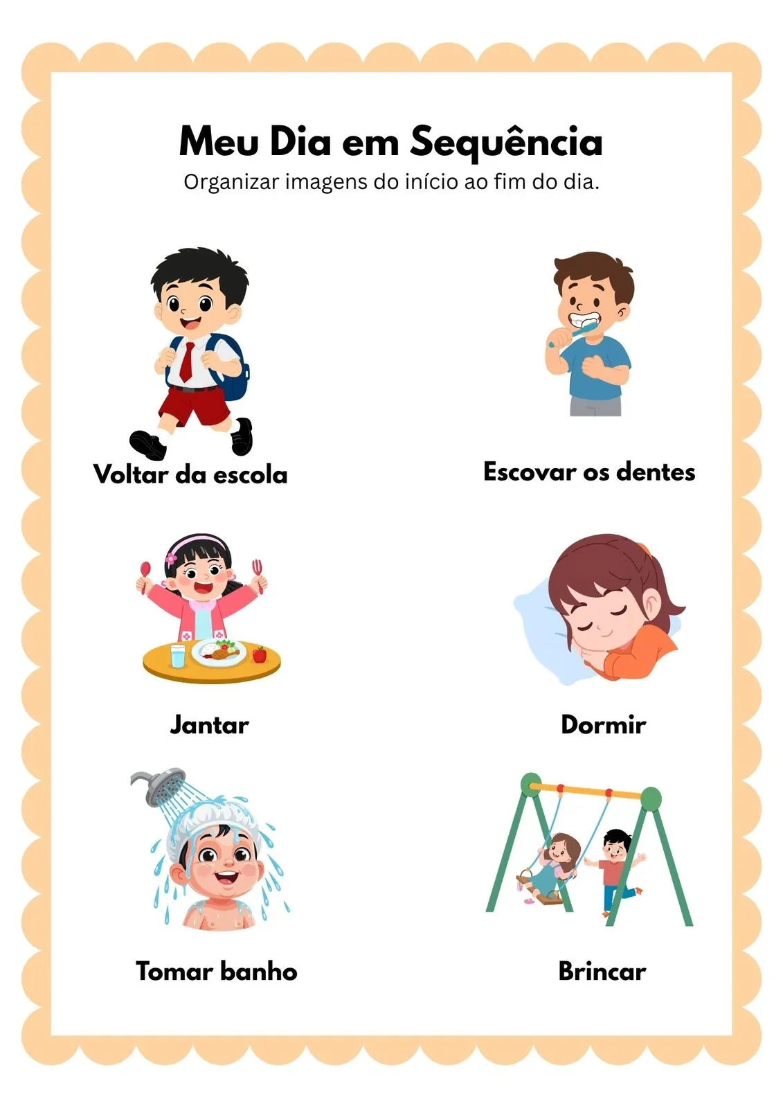 Meu Dia em Sequência para Imprimir (PDF Gratuito) | Educação Infantil — Rotina diária infantil