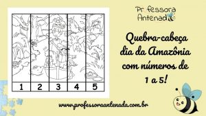Quebra-cabeça dia da Amazônia com números de 1 a 5!