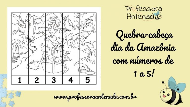 Quebra-cabeça dia da Amazônia com números de 1 a 5!