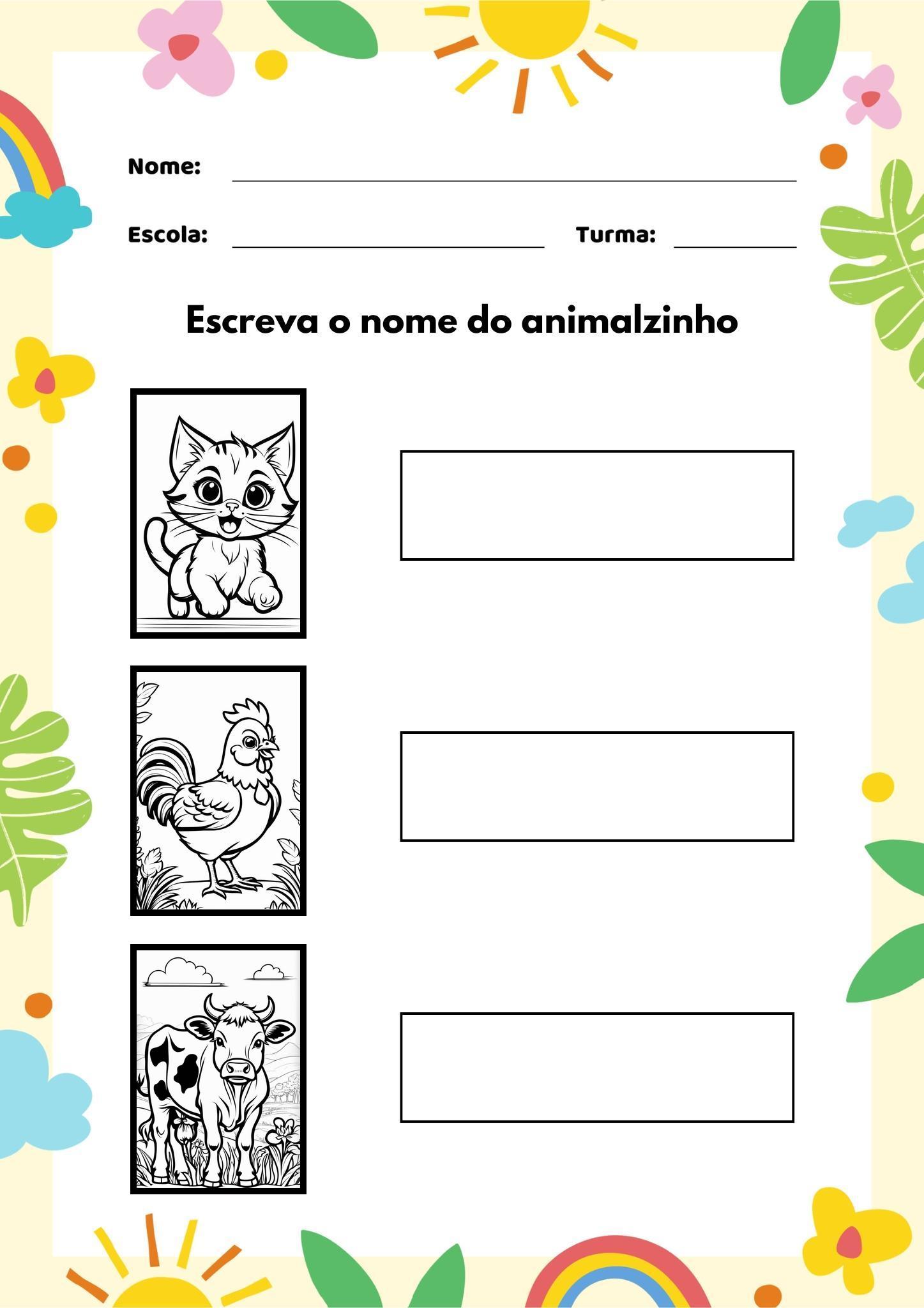 Explorando a Fauna: Preencha os Nomes dos Animais!