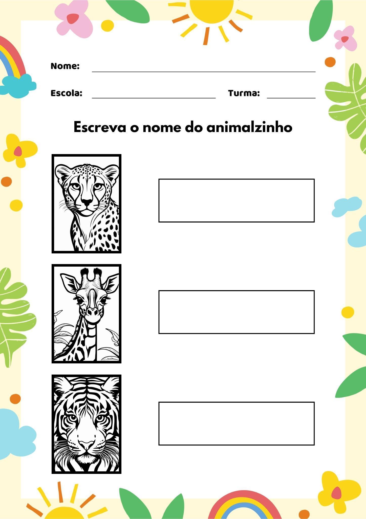 Animais selvagens, fuga, pintura, arte infantil, criatividade, cores, expressão, atividades educacionais, ensino, aprendizado, desenvolvimento infantil, habilidades artísticas.