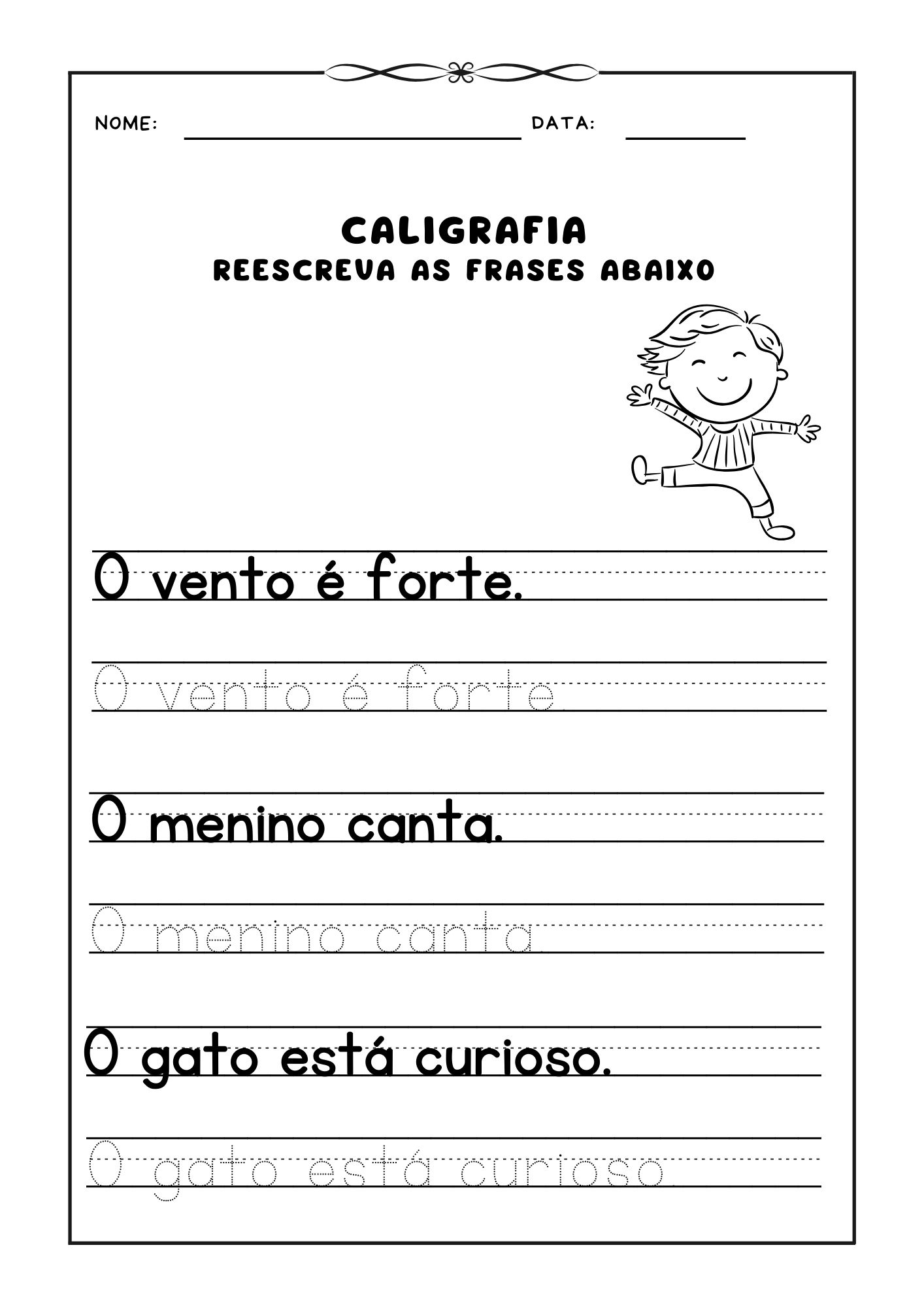 ✍️ Caligrafia: Reescreva as Frases – Parte 4 📖