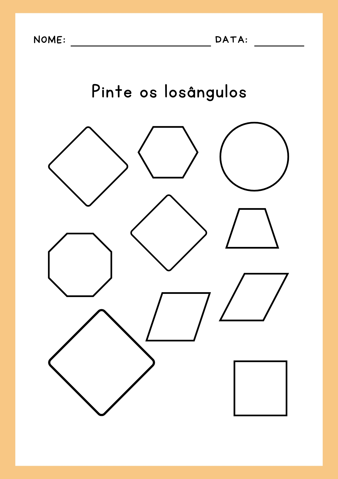 Atividade: Figuras geométricas pinte o losângulo