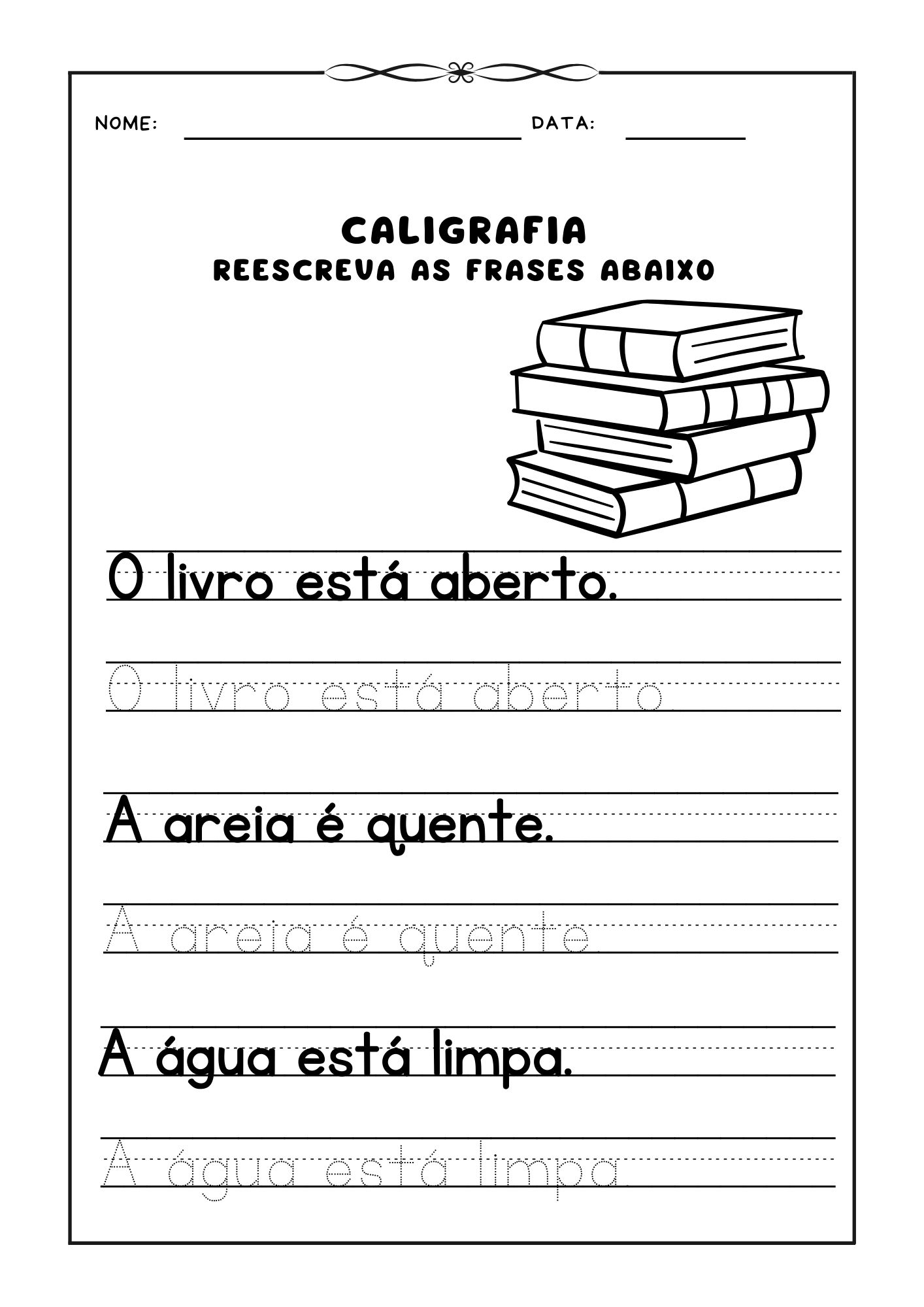 ✍️ Caligrafia: Reescreva as Frases – Parte 2 📖