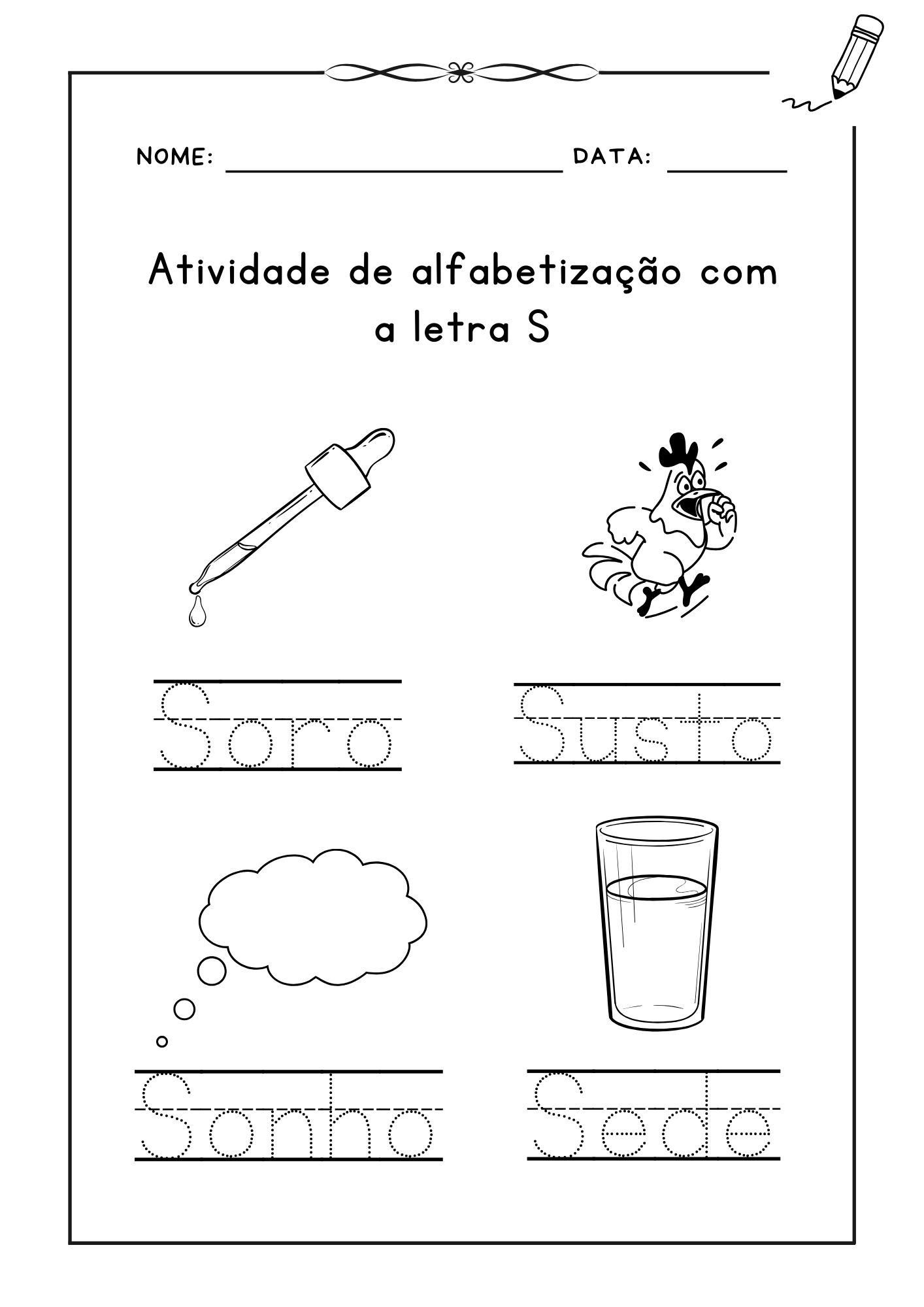 ✍️ Atividade de alfabetização com a letra S 📖