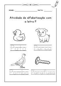 ✍️ Atividade de alfabetização com a letra P 📖