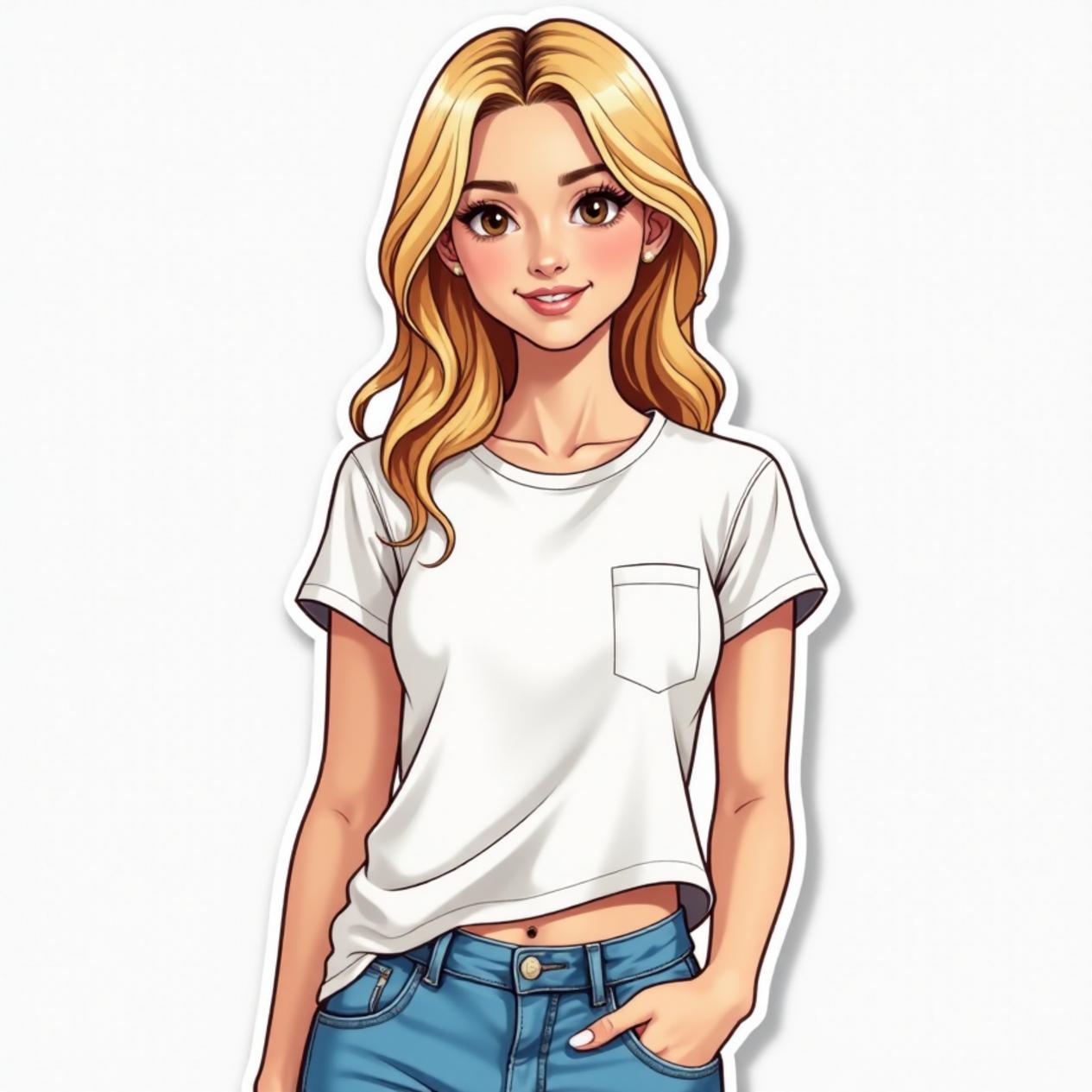 Camiseta básica com calça jeans